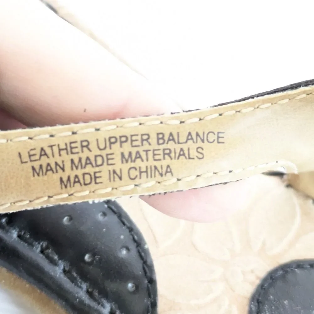 B.O.C. Born Concepts 8M Black Leather Slingback Flat Thong Sandals Flower Flats - Picture 11 of 15